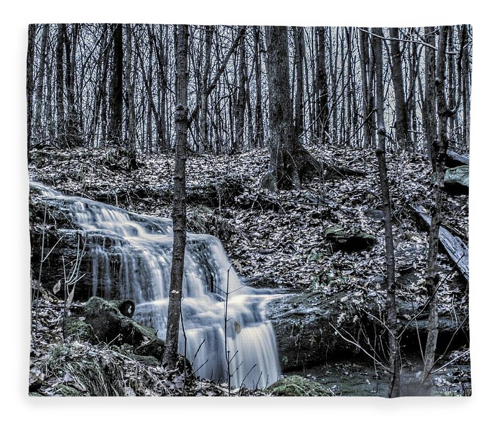 Fleece Blanket featuring the photograph A Secret Falls in the Fall by Brad Nellis
