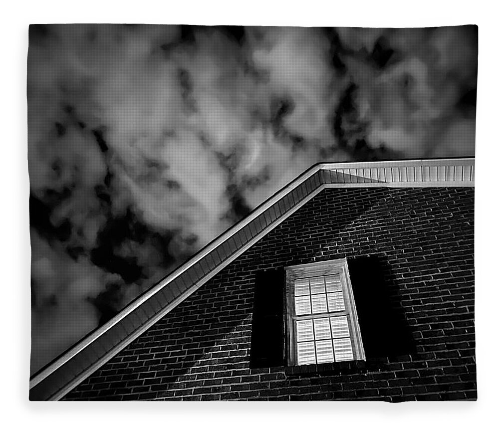 House Fleece Blanket featuring the photograph A Strange Thursday Night at Home BW by Lee Darnell