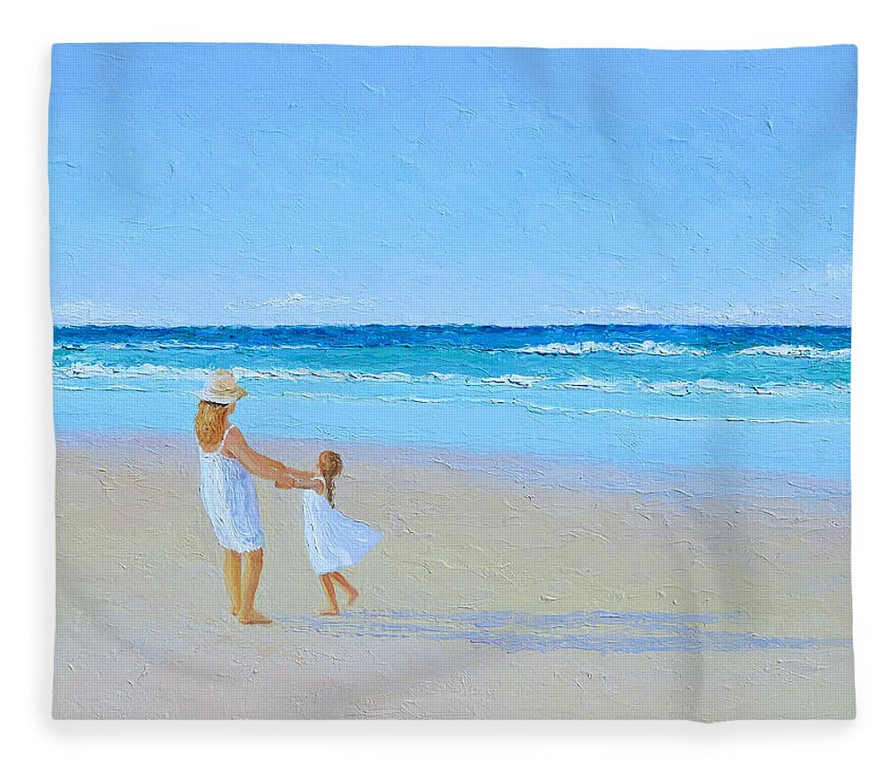 Beach Fleece Blanket featuring the painting A Summer Dance by Jan Matson