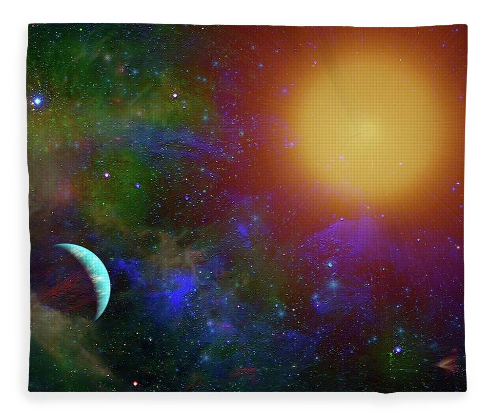  Fleece Blanket featuring the digital art A Sun Going Red Giant by Don White Artdreamer