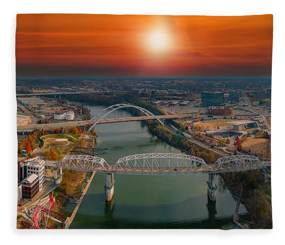 Tennessee Fleece Blanket featuring the photograph A Sunset Over the Cumberland River by Marcus Jones