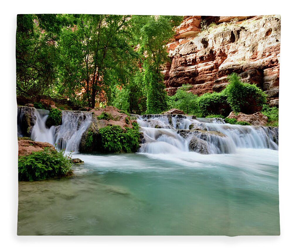  Rapids Fleece Blanket featuring the photograph A Tiny Rapid or a Waterfalls in Havasu Creek by Amazing Action Photo Video