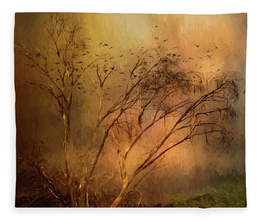 Autumn Fleece Blanket featuring the digital art A Touch of Autumn by Nicole Wilde