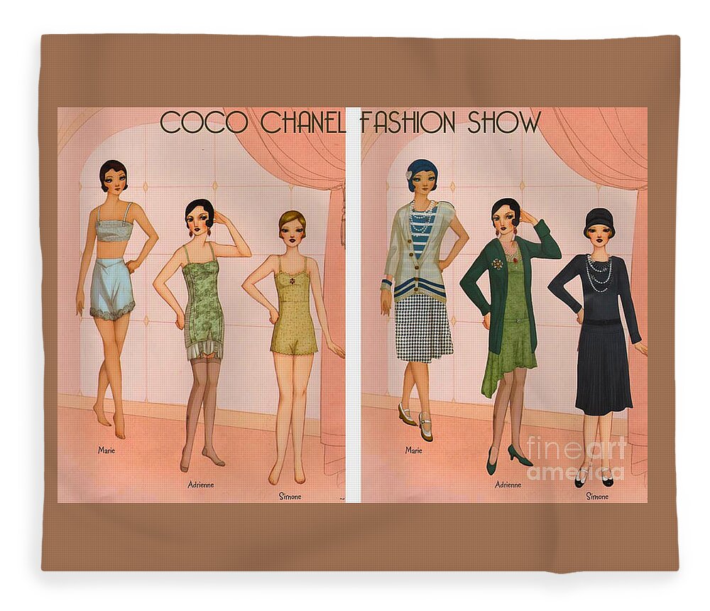A Vintage Coco Chanel Fashion Show Fleece Blanket by Diane Hocker - Pixels