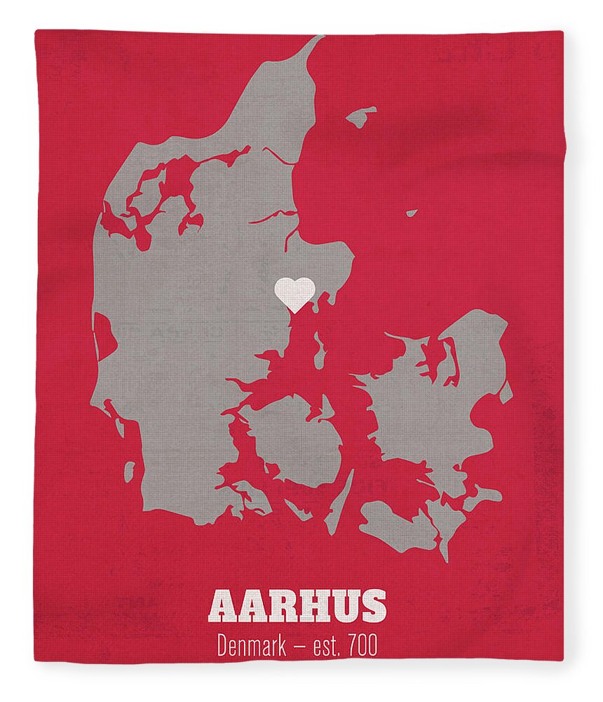 Aarhus 700 World Cities Heart Print Fleece Blanket by Design Turnpike - Instaprints