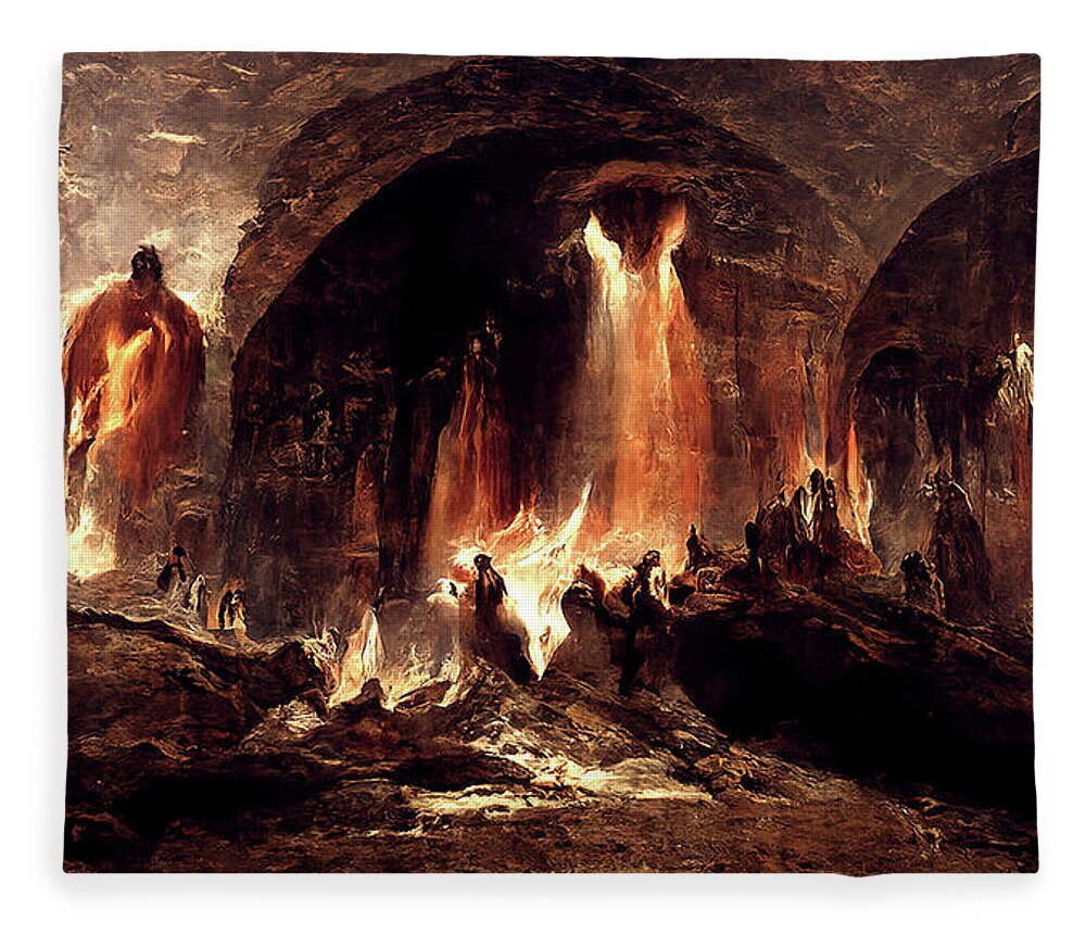 Dante Fleece Blanket featuring the painting Abandon all hope, you who enter here, 03 by AM FineArtPrints