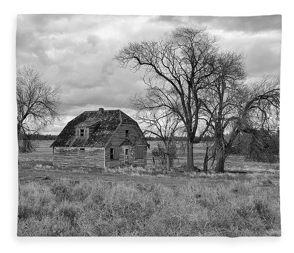 Abandoned Fleece Blanket featuring the photograph Abandoned Farmhouse - Lincoln County #2 by Jerry Abbott