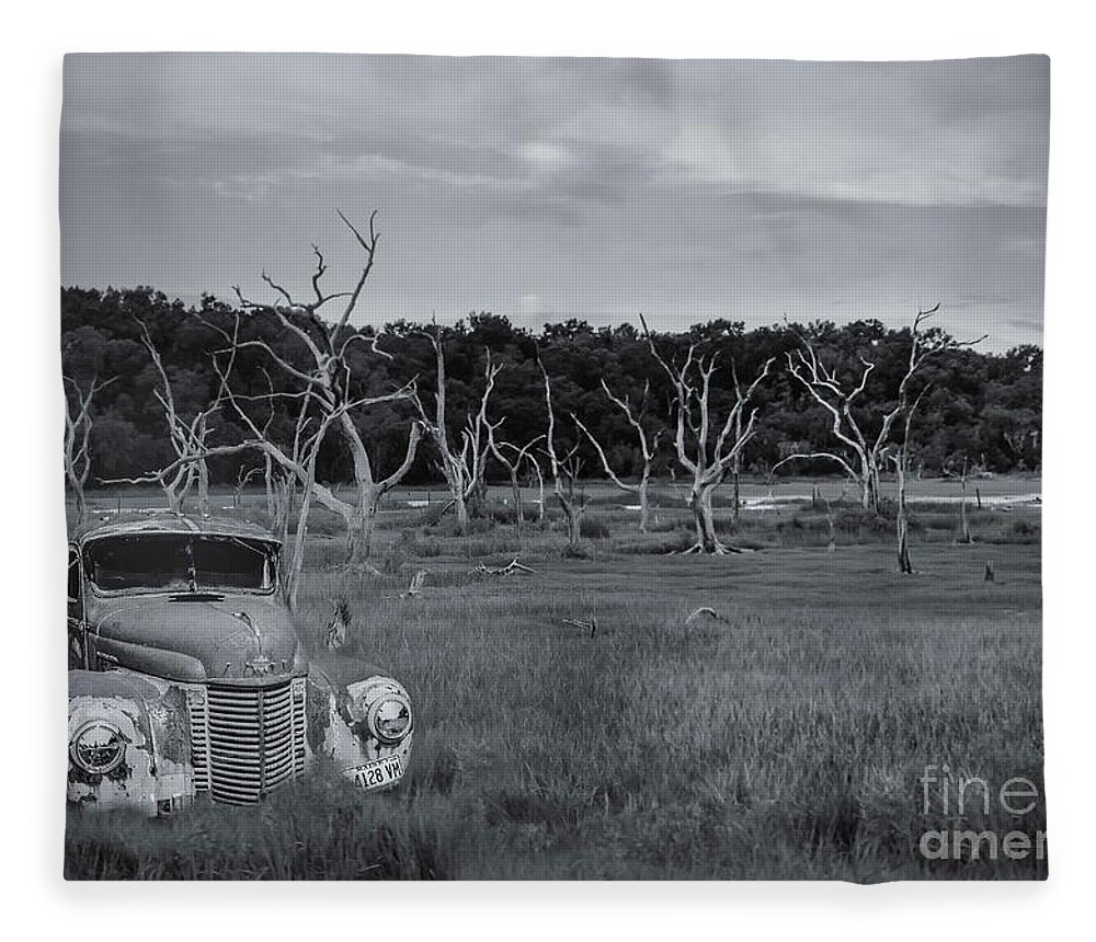 Abandoned Landscape Fleece Blanket featuring the digital art Abandoned by Patti Powers