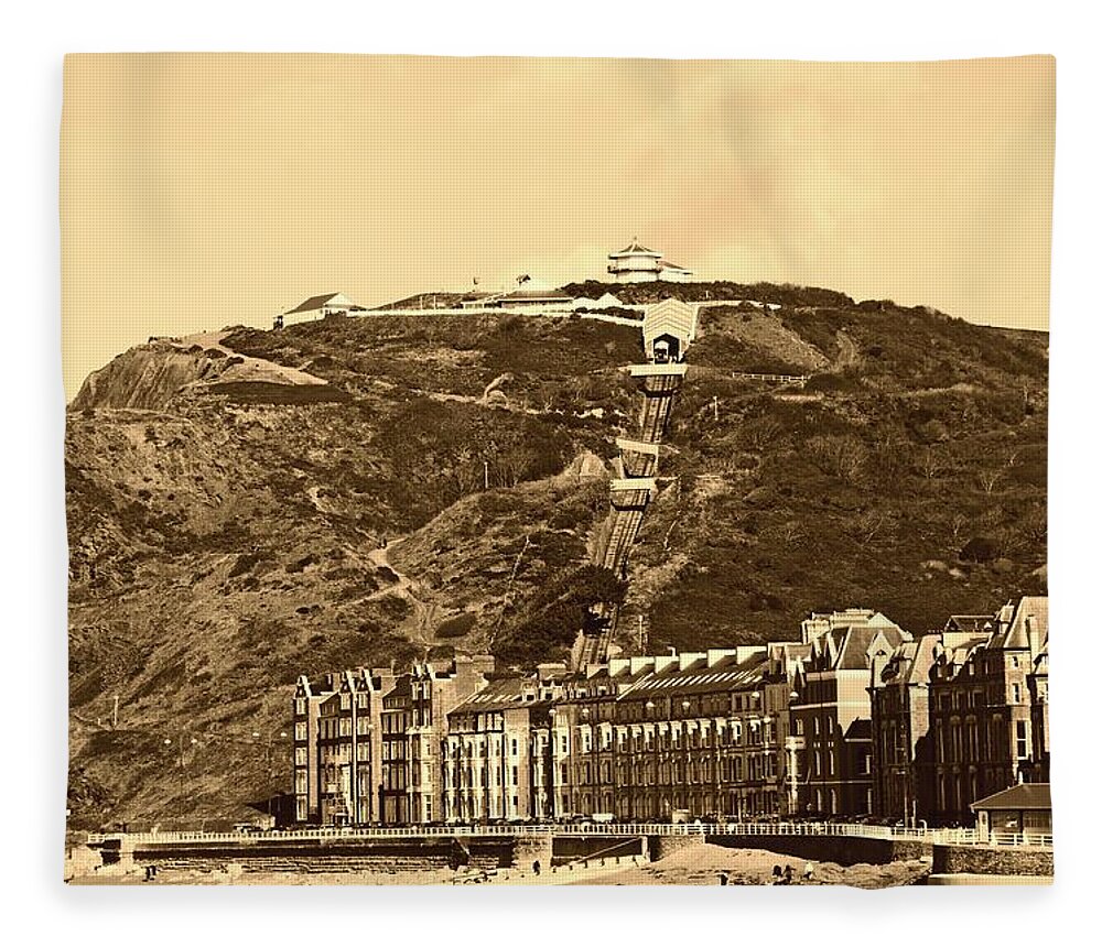 Aberystwyth Fleece Blanket featuring the photograph ABERYSTWYTH. Constitution Hill and Victoria Terrace. by Lachlan Main