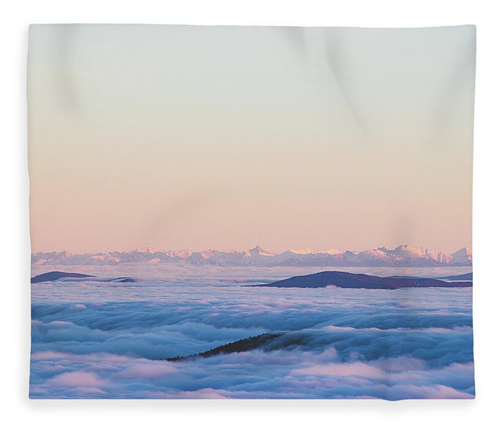 Transportation Fleece Blanket featuring the photograph Above clouds and sunset - High Tatras, Slovakia by Vaclav Sonnek
