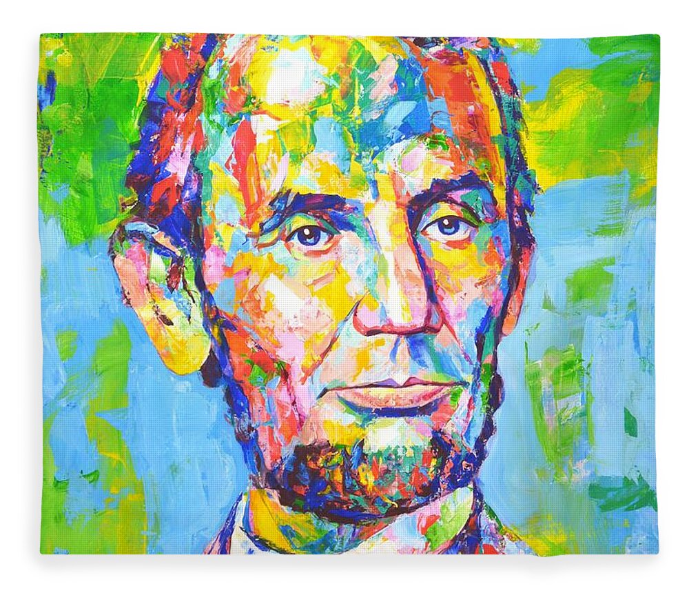 Abraham Lincoln Fleece Blanket featuring the painting 	Abraham Lincoln by Iryna Kastsova