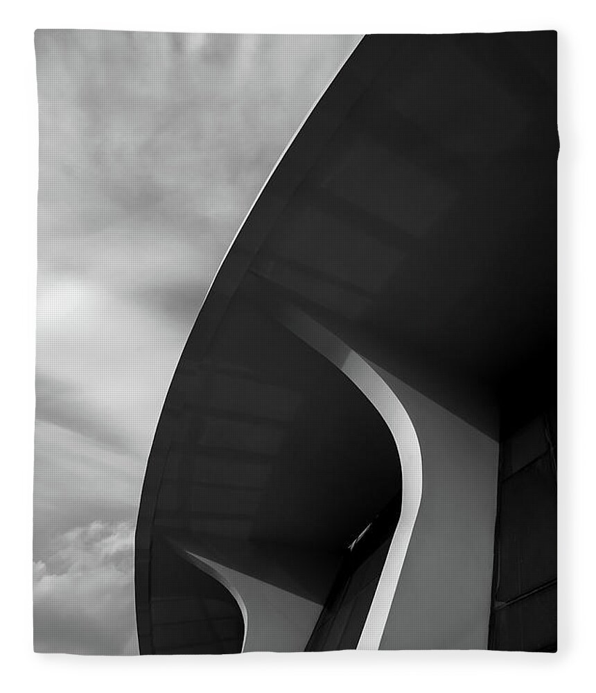 Architecture Fleece Blanket featuring the photograph Abstract architecture design. Black and white futuristic exterio by Michalakis Ppalis