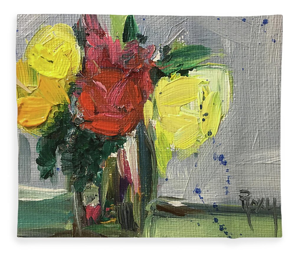 Flowers Fleece Blanket featuring the painting Abstract Bunch by Roxy Rich