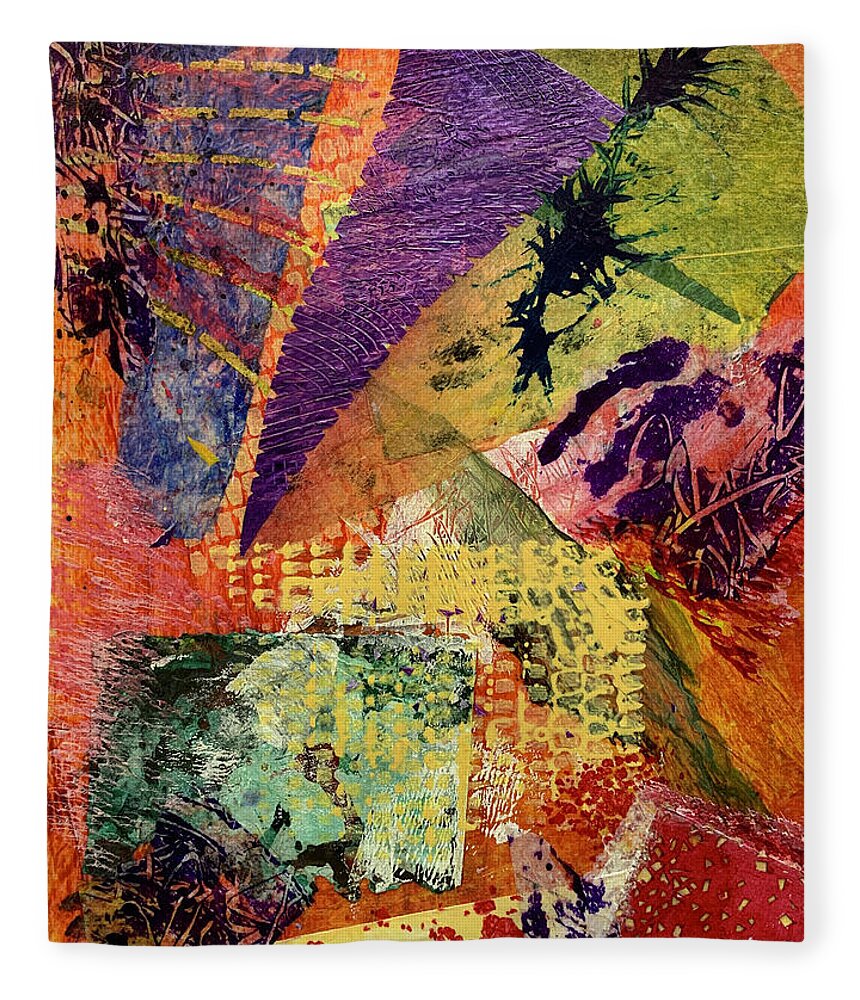 Collage Fleece Blanket featuring the mixed media Abstract Collage #1 by Lorena Cassady