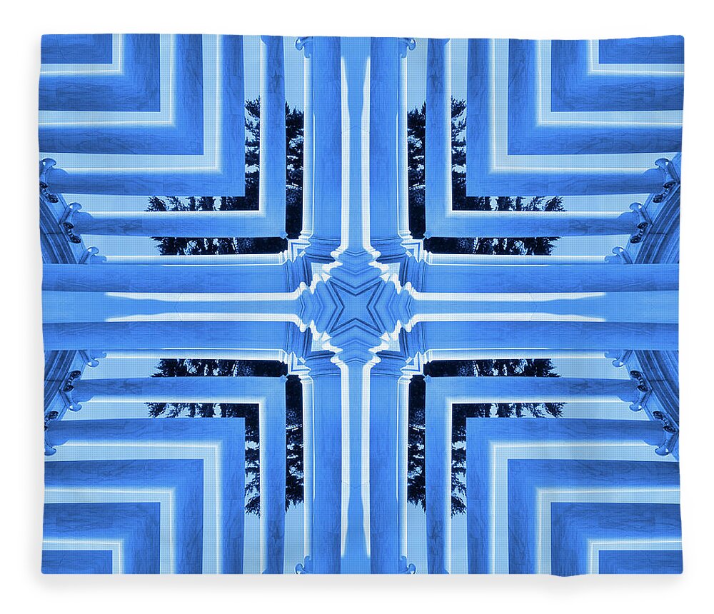 Pillars Fleece Blanket featuring the photograph Abstract Columns 23 in Blue by Mike McGlothlen