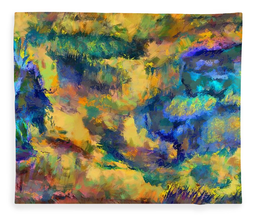 Meadow Fleece Blanket featuring the mixed media Abstract Meadow by Christopher Reed
