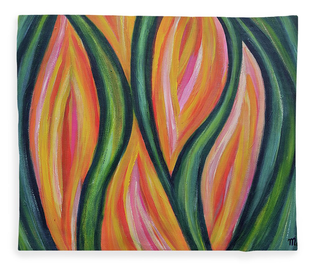 Abstract Fleece Blanket featuring the painting Abstract painting by Maria Meester