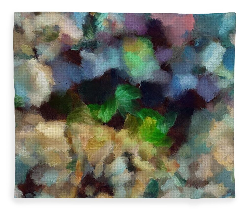 Abstract Fleece Blanket featuring the mixed media Abstract Petals by Christopher Reed