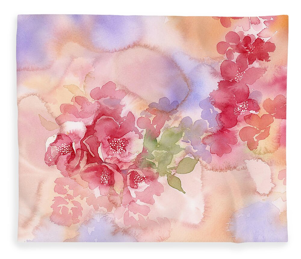 Abstract Fleece Blanket featuring the painting Abstract Quince by Espero Art