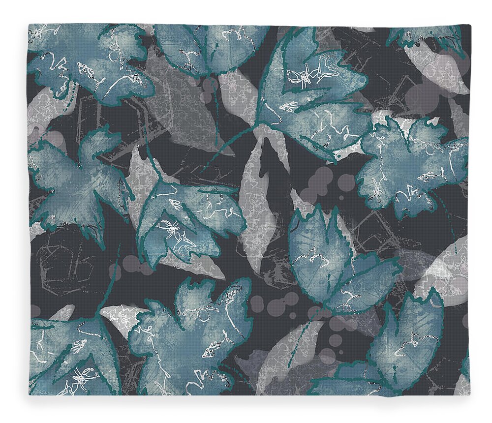 Gray Fleece Blanket featuring the digital art Abstract Scribble Floral by Sand And Chi