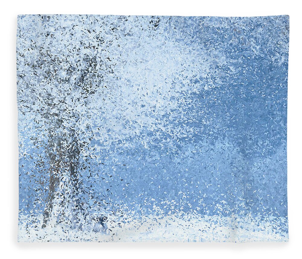Winter Fleece Blanket featuring the mixed media Abstract Winter Scene by Alex Mir