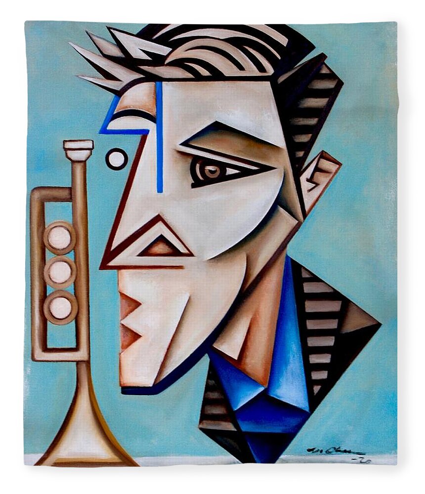 Jazz Fleece Blanket featuring the painting Academician Jazz/ a portrait of Thomas Heflin by Martel Chapman