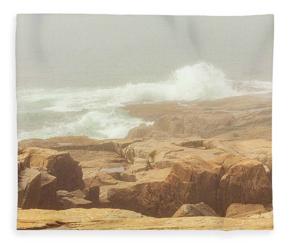 Acadia Fleece Blanket featuring the photograph Acadia National Park Fog by Amelia Pearn