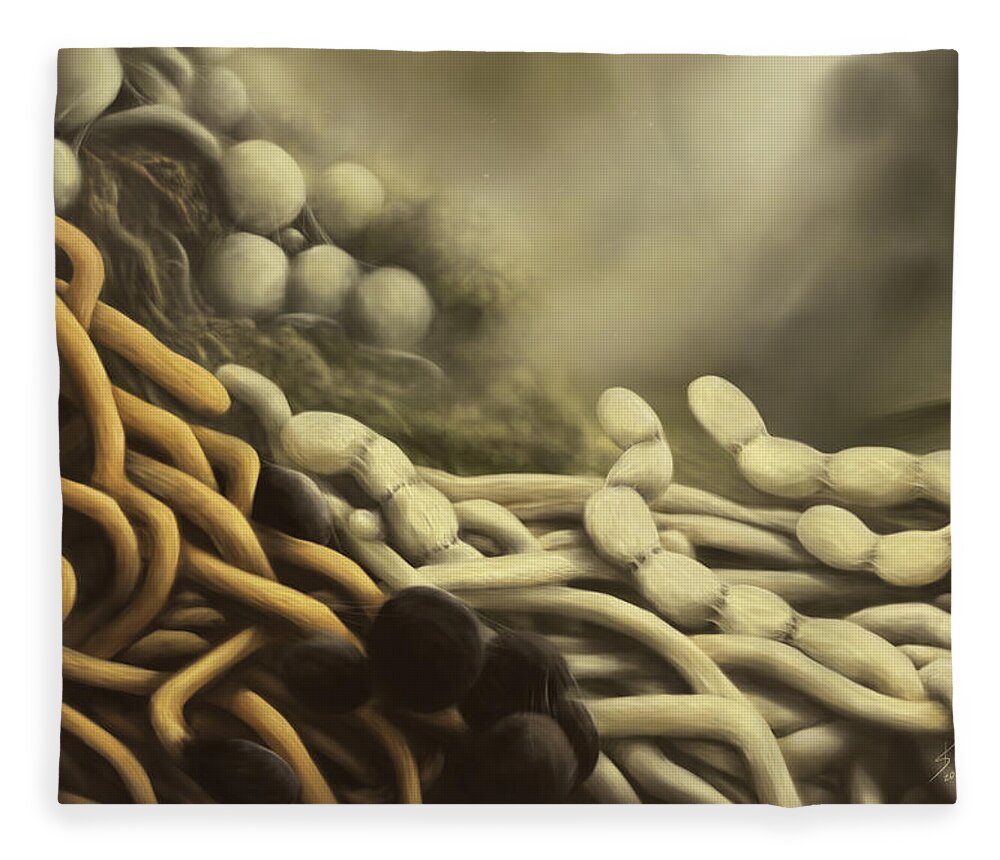 Streptomyces Fleece Blanket featuring the digital art Actinobacteria in compost by Katelyn Solbakk