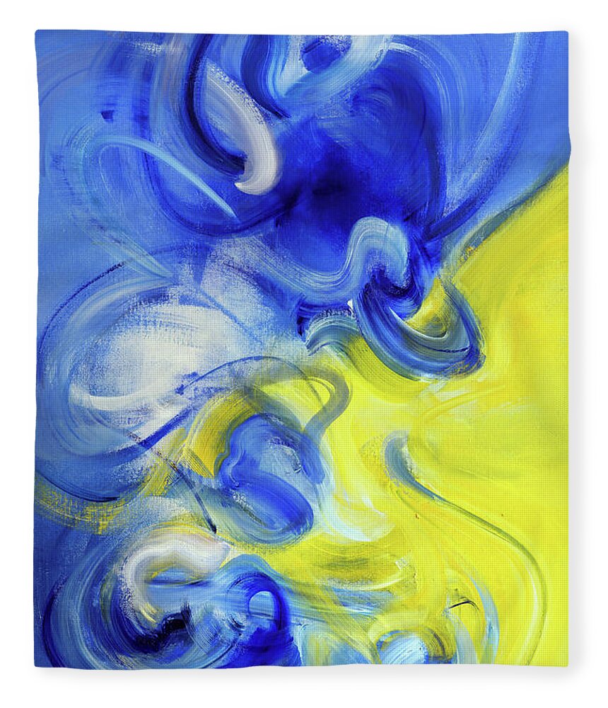 Blue Fleece Blanket featuring the painting Actions Speak by Ritchard Rodriguez
