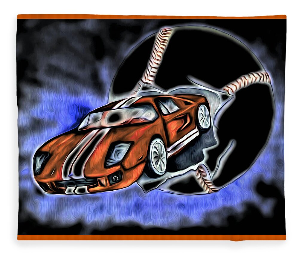Abstract Fleece Blanket featuring the digital art Actual Sports Car Abstract by Ronald Mills