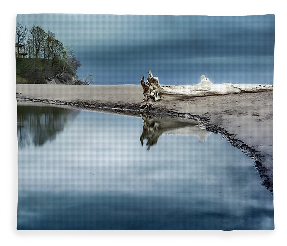 Landscape Fleece Blanket featuring the photograph Adrift in Reflection by Dee Potter