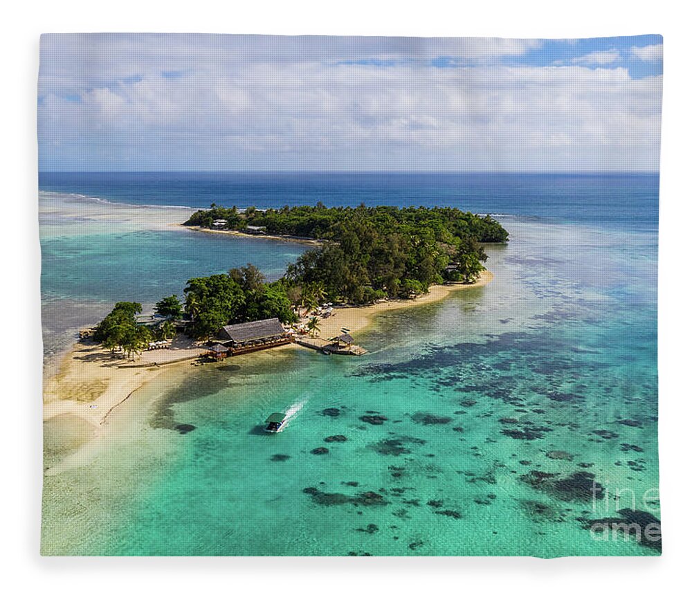 Asia Pacific Fleece Blanket featuring the photograph Aerial view of Erakor island in Port Vila, Vanuatu by Didier Marti