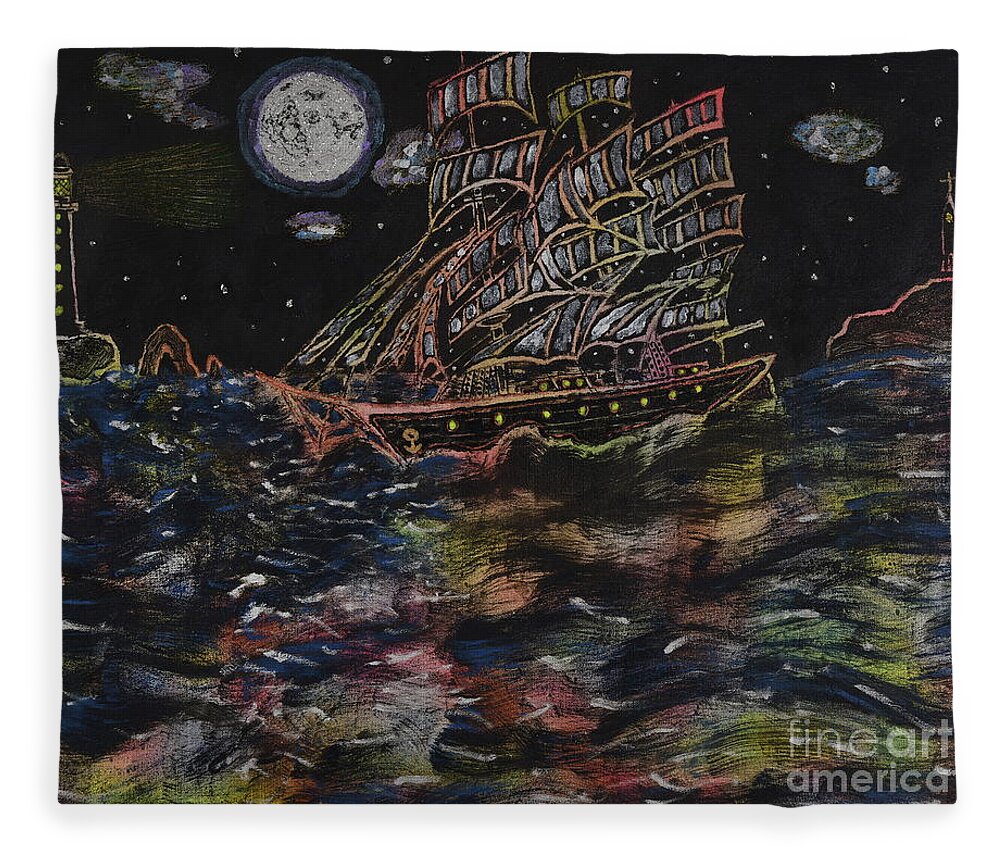 Ship Fleece Blanket featuring the painting Affair of the seas by David Westwood