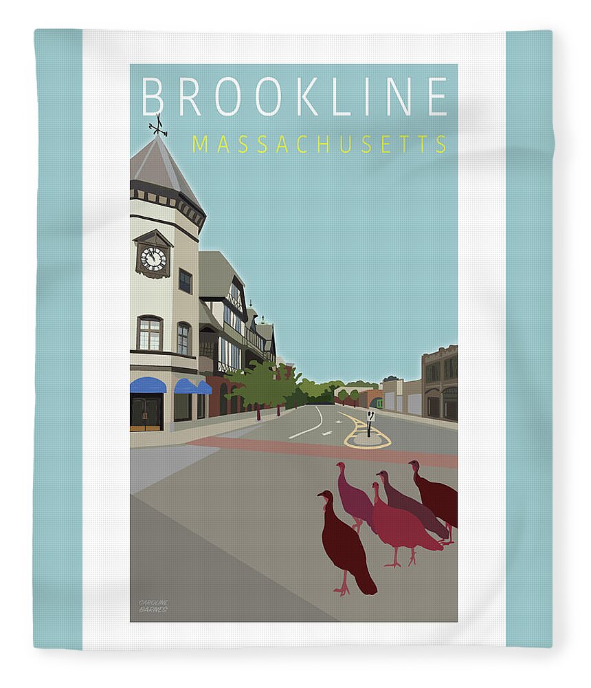 Brookline Fleece Blanket featuring the digital art Afternoon Stroll by Caroline Barnes