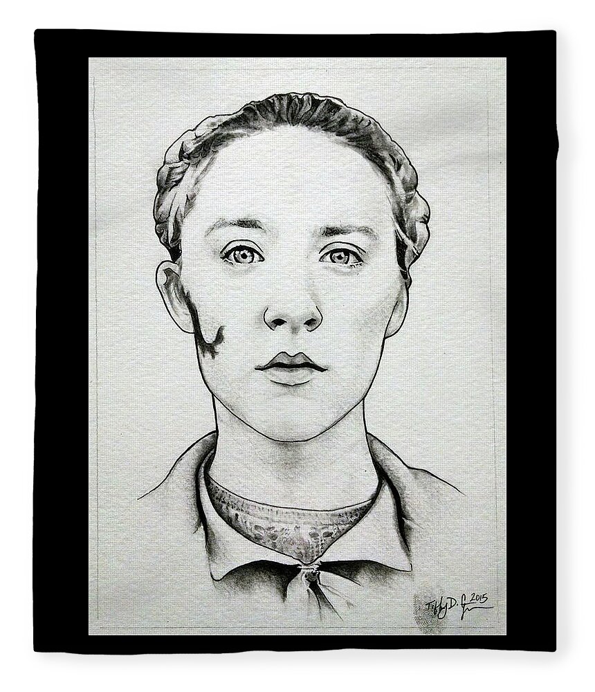 Agatha Fleece Blanket featuring the drawing Agatha by Tiffany DiGiacomo