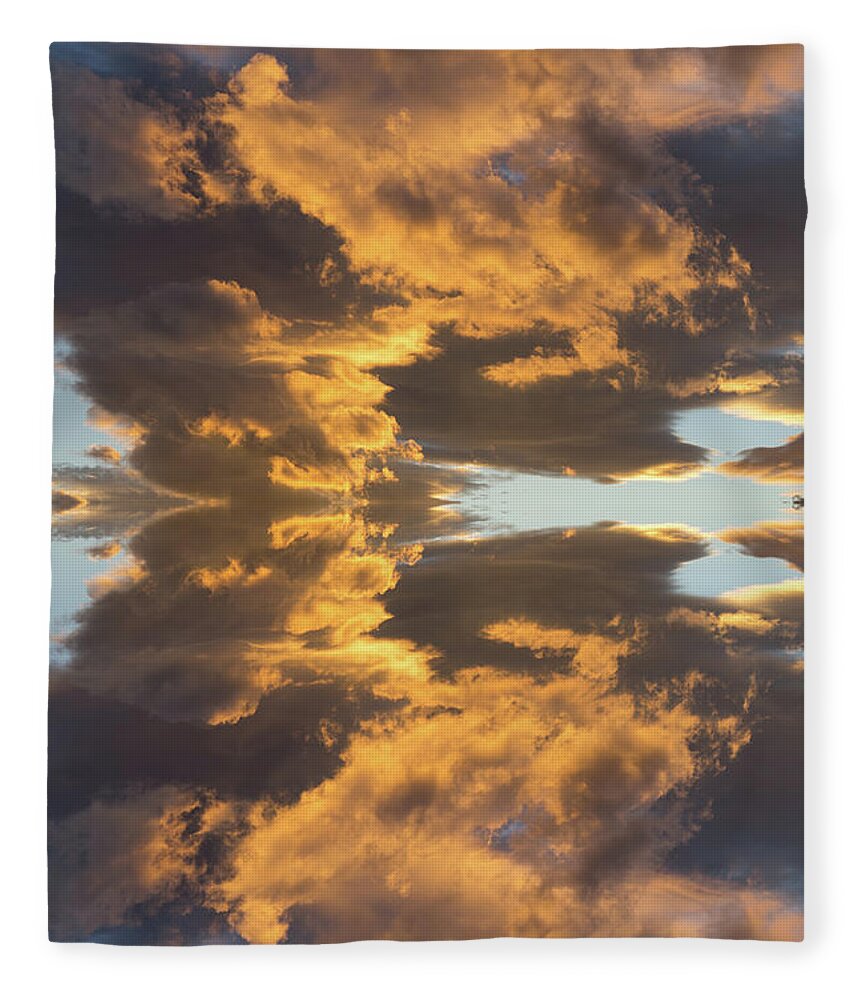 Celestial Fleece Blanket featuring the digital art Air and golden light, a journey through time by Adriana Mueller
