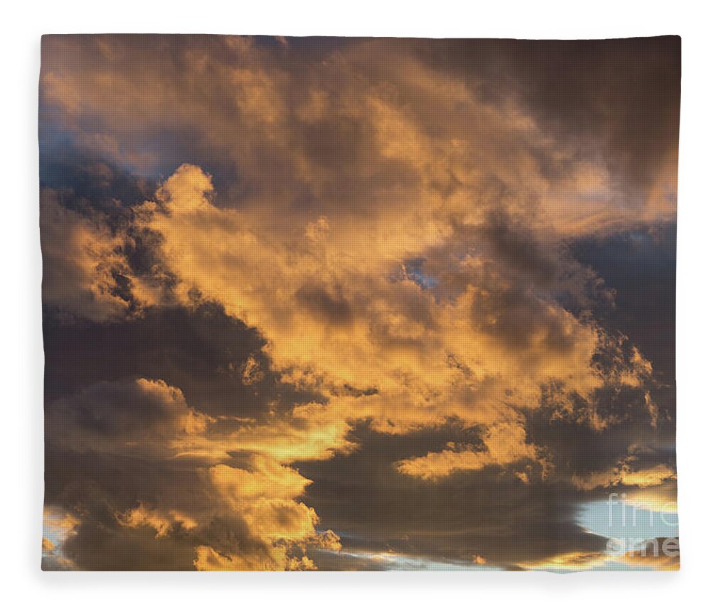 Clouds Fleece Blanket featuring the photograph Air and golden light, sea of clouds by Adriana Mueller
