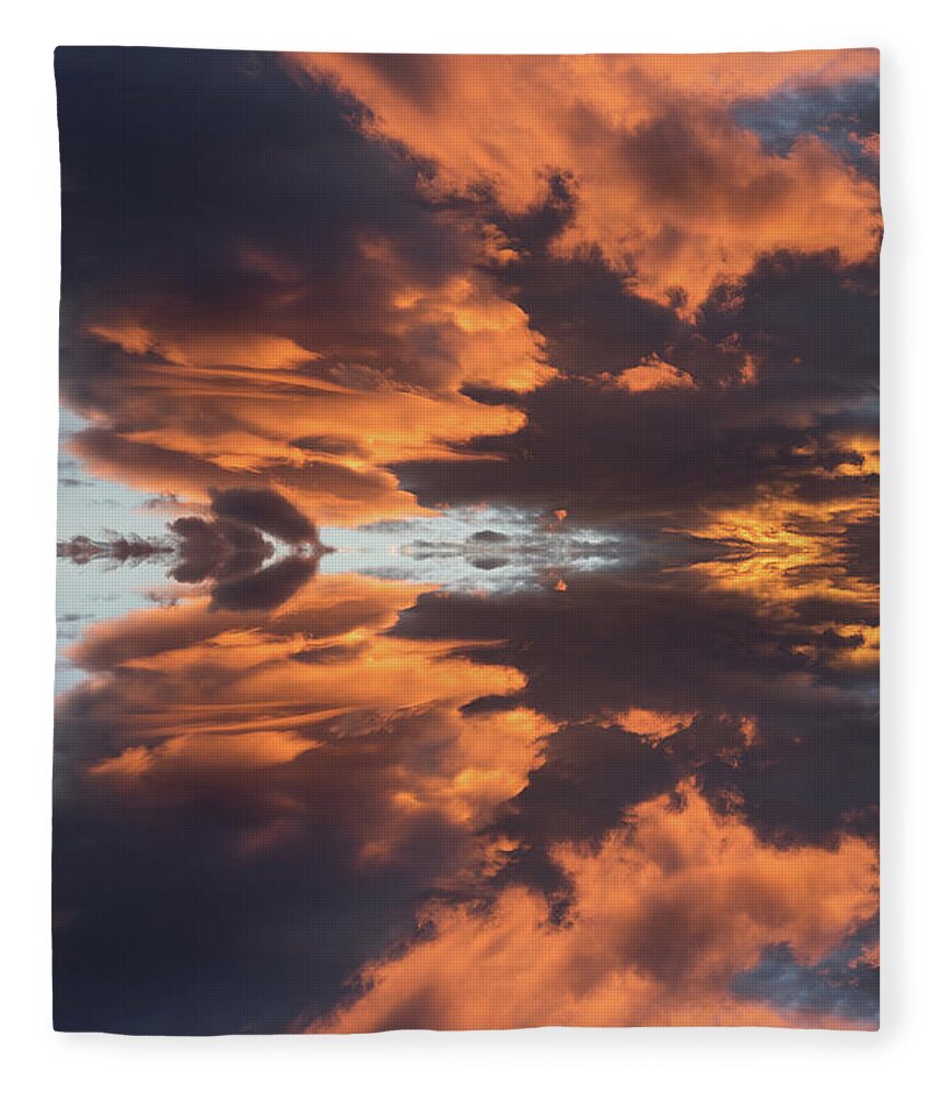 Sky Fleece Blanket featuring the digital art Air and orange light, a journey through time by Adriana Mueller