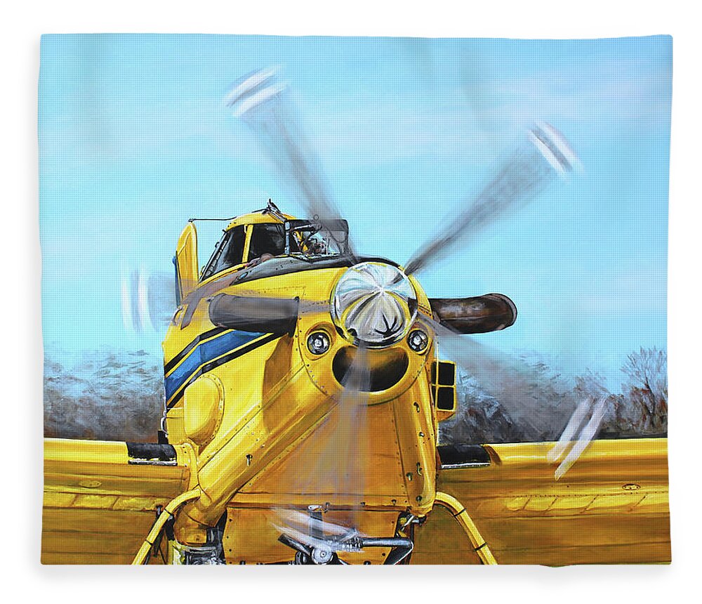 Air Tractor Fleece Blanket featuring the painting Air Tractor 802 Front by Karl Wagner