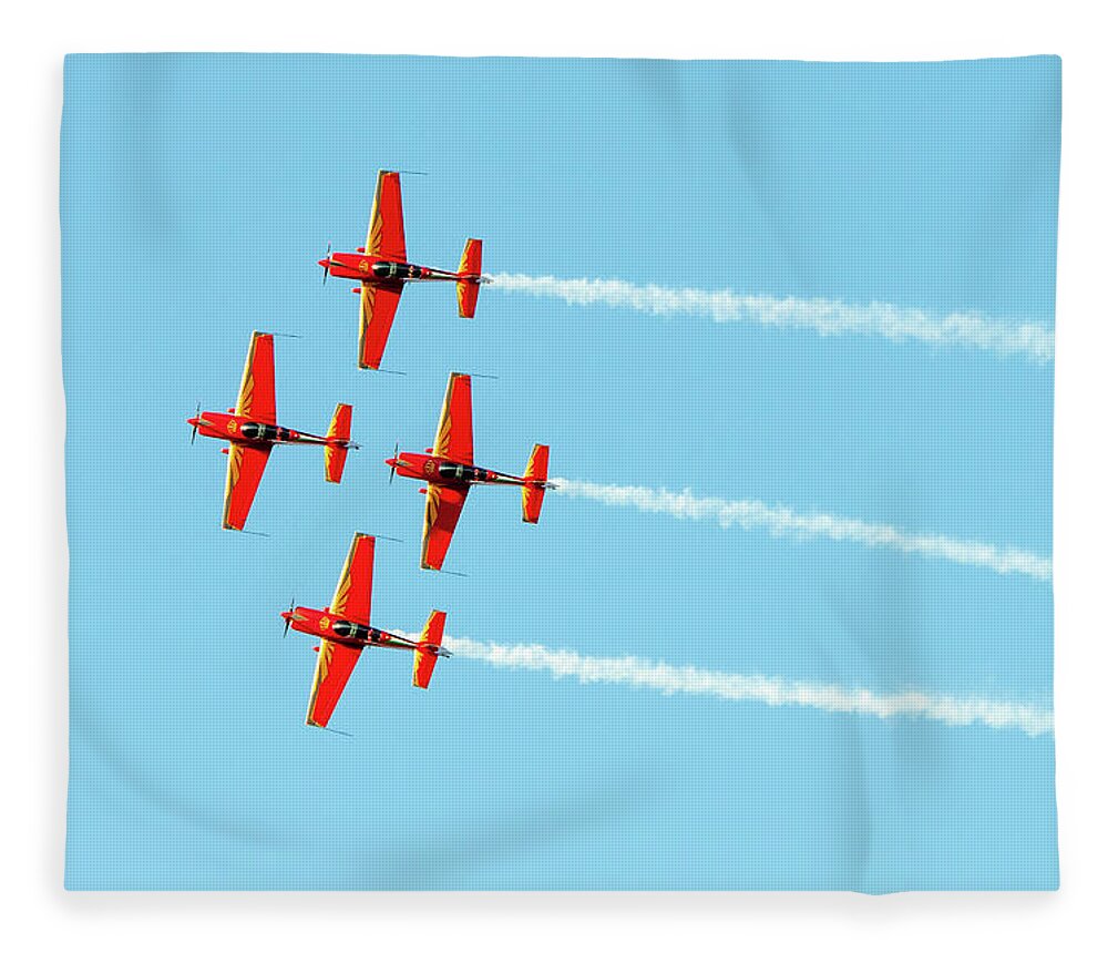 Air Show Fleece Blanket featuring the photograph Airplanes doing aerobatics at Athens flying week 2019 by Michalakis Ppalis