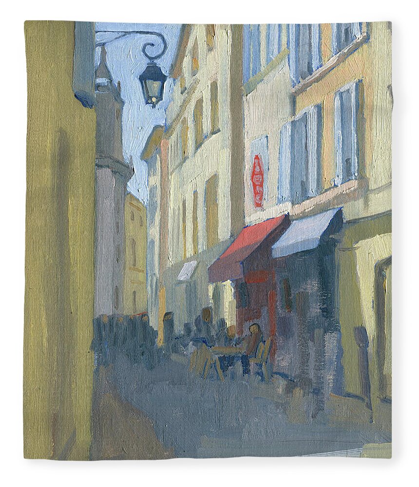 Aix-en-provence Fleece Blanket featuring the painting Aix-en-Provence Street Scene, Aix-en-Provence, France by Paul Strahm