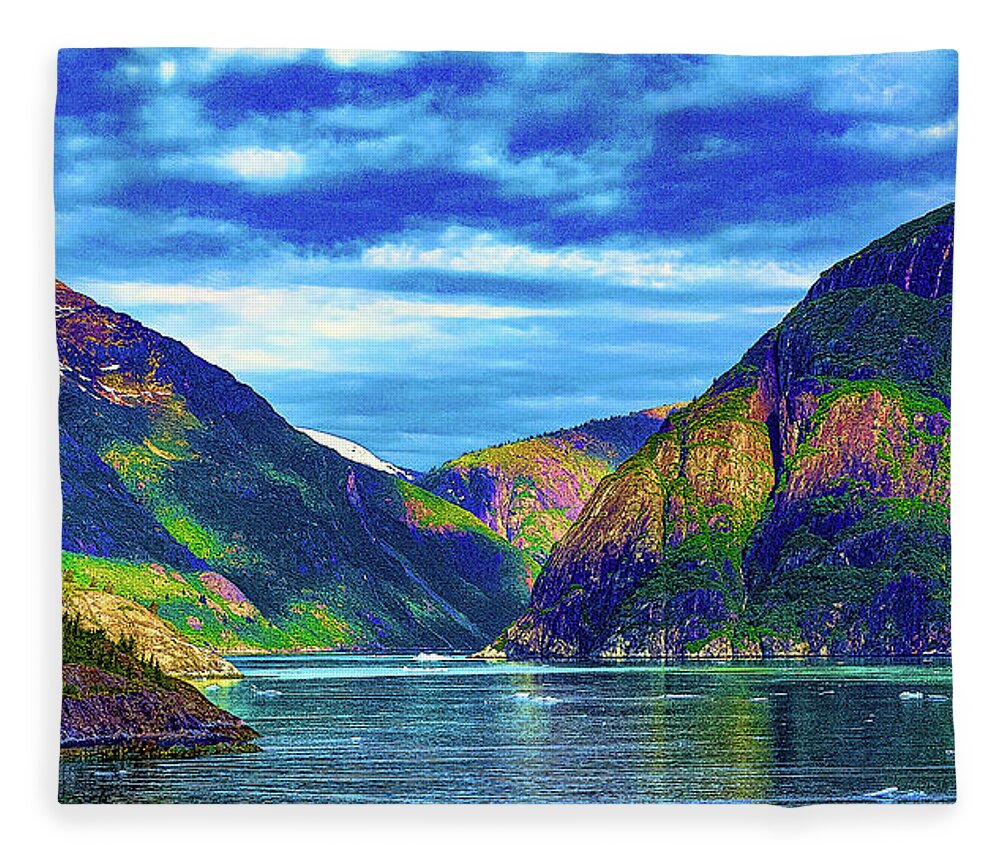Alaska Fleece Blanket featuring the digital art Alaska Inside Passage by SnapHappy Photos