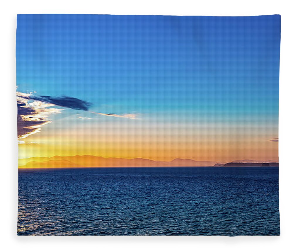 Alaska Fleece Blanket featuring the digital art Alaska Inside Passage Sunset III by SnapHappy Photos