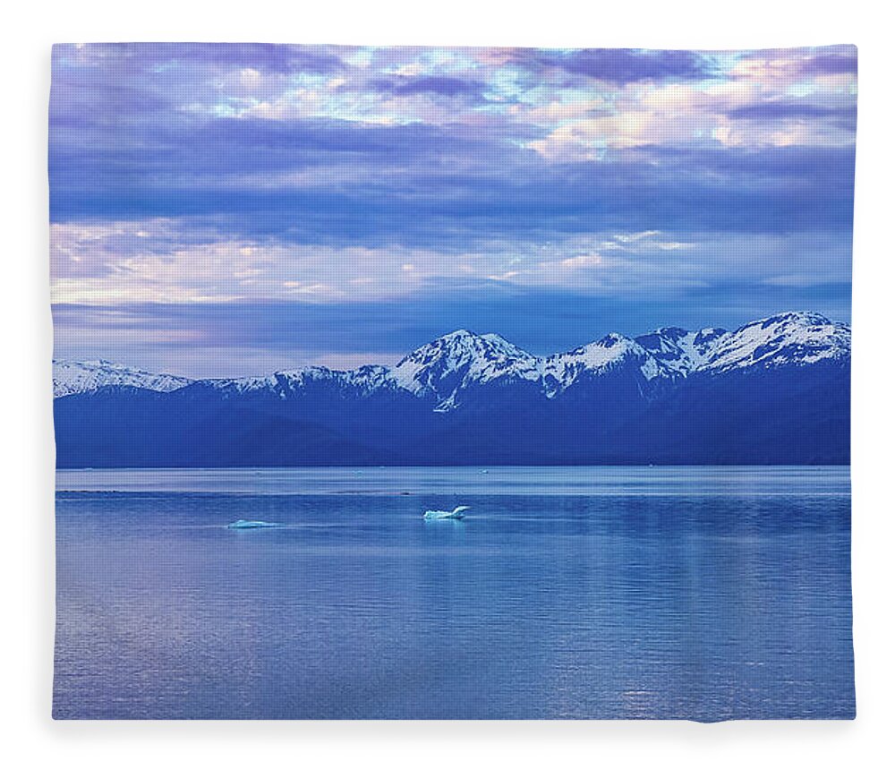 Alaska Fleece Blanket featuring the digital art Alaska Inside Passage Sunset VI by SnapHappy Photos