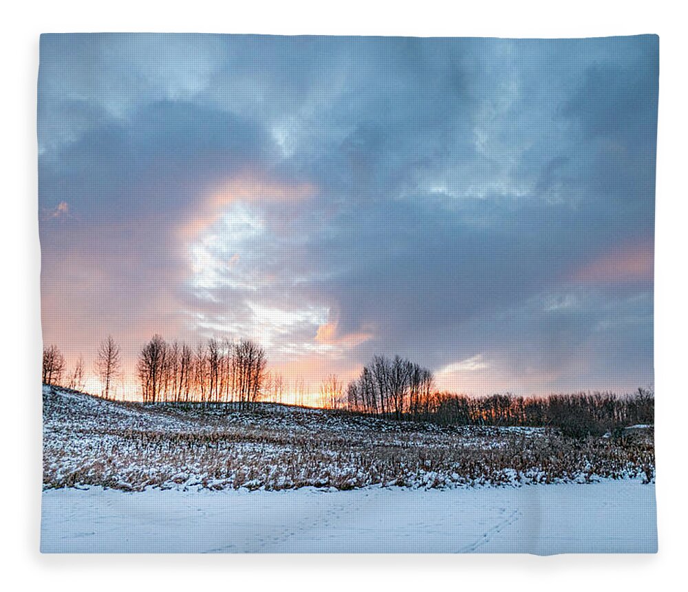 Winter Fleece Blanket featuring the photograph Alberta winter dawn by Karen Rispin