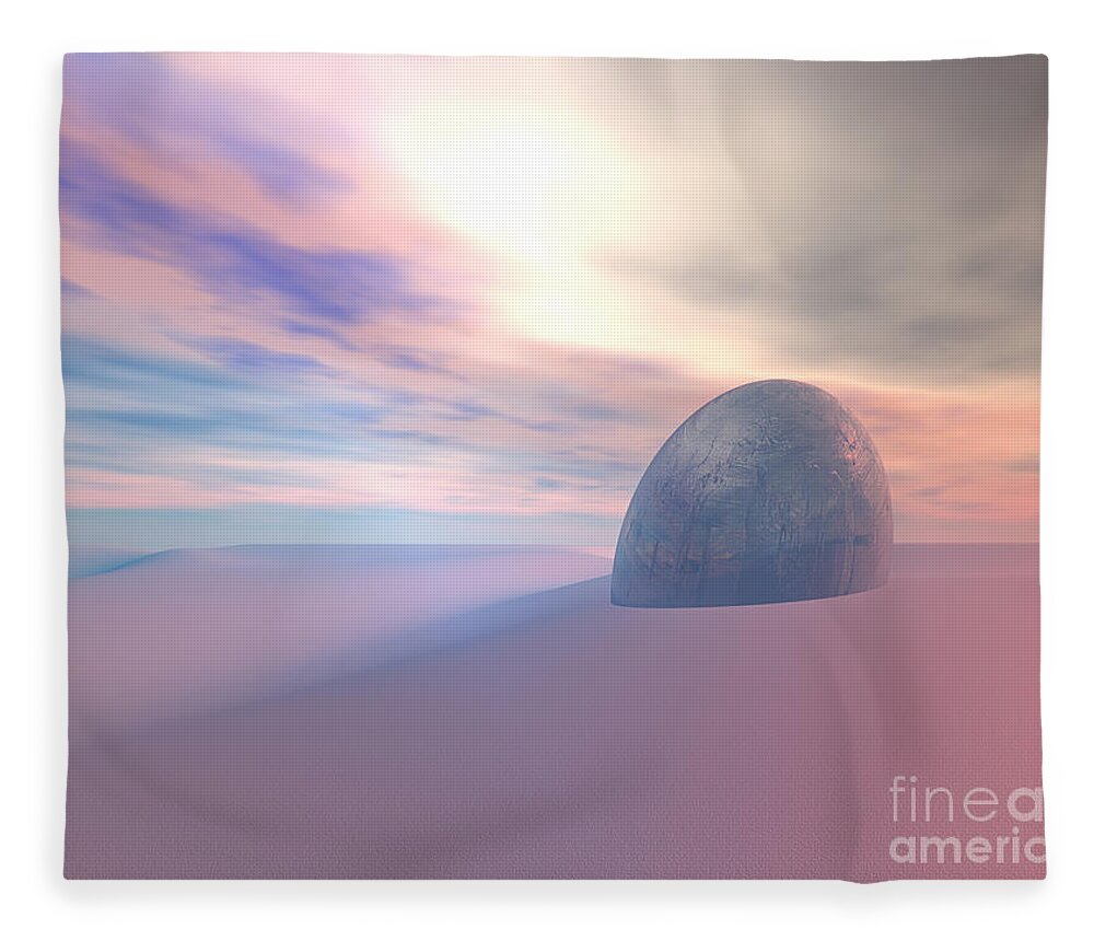 Mysterious Fleece Blanket featuring the digital art Alien Artifact In Desert by Phil Perkins