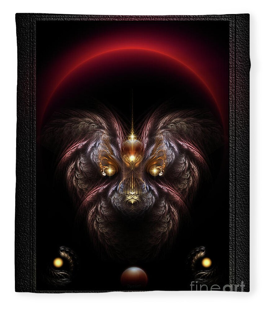 Alkarian Poodle Fleece Blanket featuring the digital art Alkarian Poodle Fractal Art Portrait by Rolando Burbon