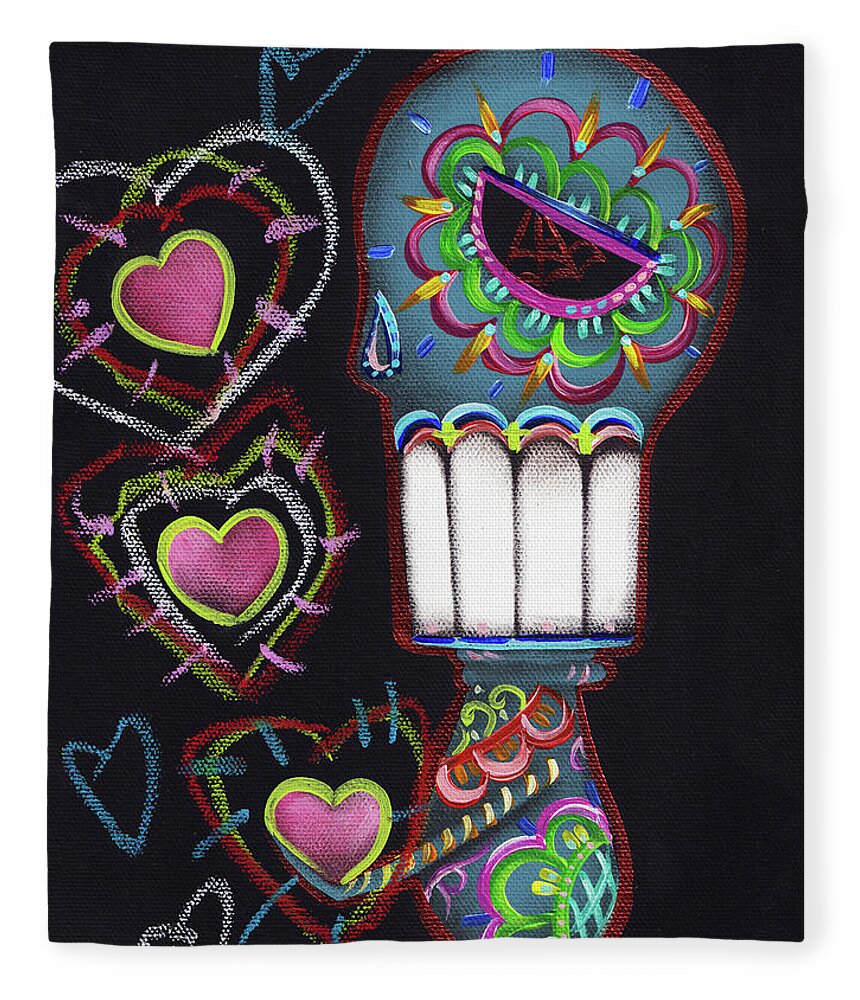 Day Of The Dead Fleece Blanket featuring the painting All but a Memory by Abril Andrade
