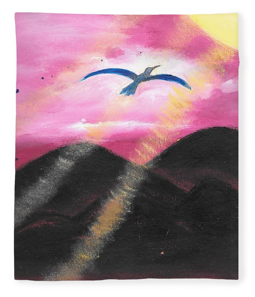 Bird Fleece Blanket featuring the painting Almost There by Esoteric Gardens KN