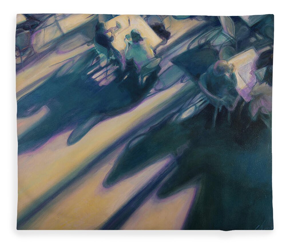 Blue Fleece Blanket featuring the painting Alone Together by Carol Klingel